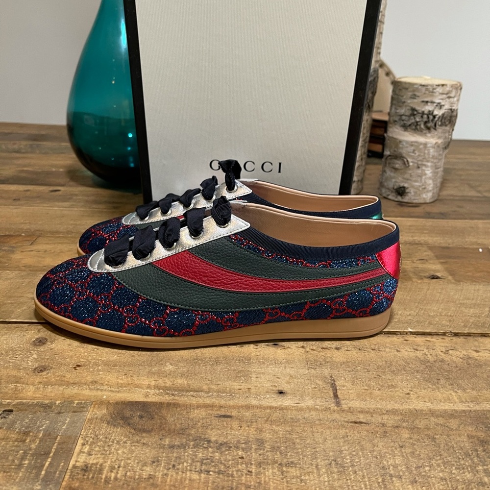 Gucci Falacer Lurex GG Sneakers w/Web - Picture 8 of 14